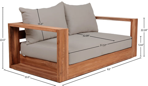 Nova Grey Water Resistant Fabric Outdoor Loveseat L