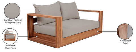 Nova Grey Water Resistant Fabric Outdoor Loveseat L
