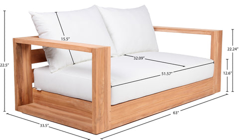 Nova Off White Water Resistant Fabric Outdoor Loveseat L