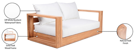 Nova Off White Water Resistant Fabric Outdoor Loveseat L