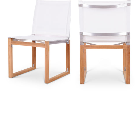 Noelle Off White Water Resistant Mesh Fabric Outdoor Patio Dining Side Chair, 1 Piece