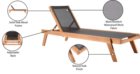 Nova Black Water Resistant Fabric Outdoor Patio Lounger Black