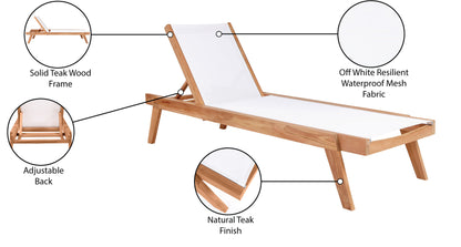 Nova Off White Water Resistant Fabric Outdoor Patio Lounger White