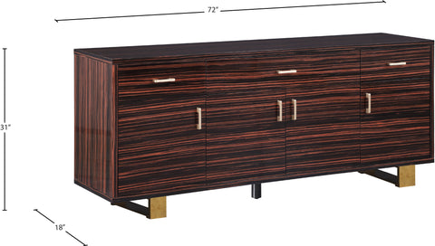 Hans Brown Zebra Wood Veneer Lacquer Sideboard/Buffet