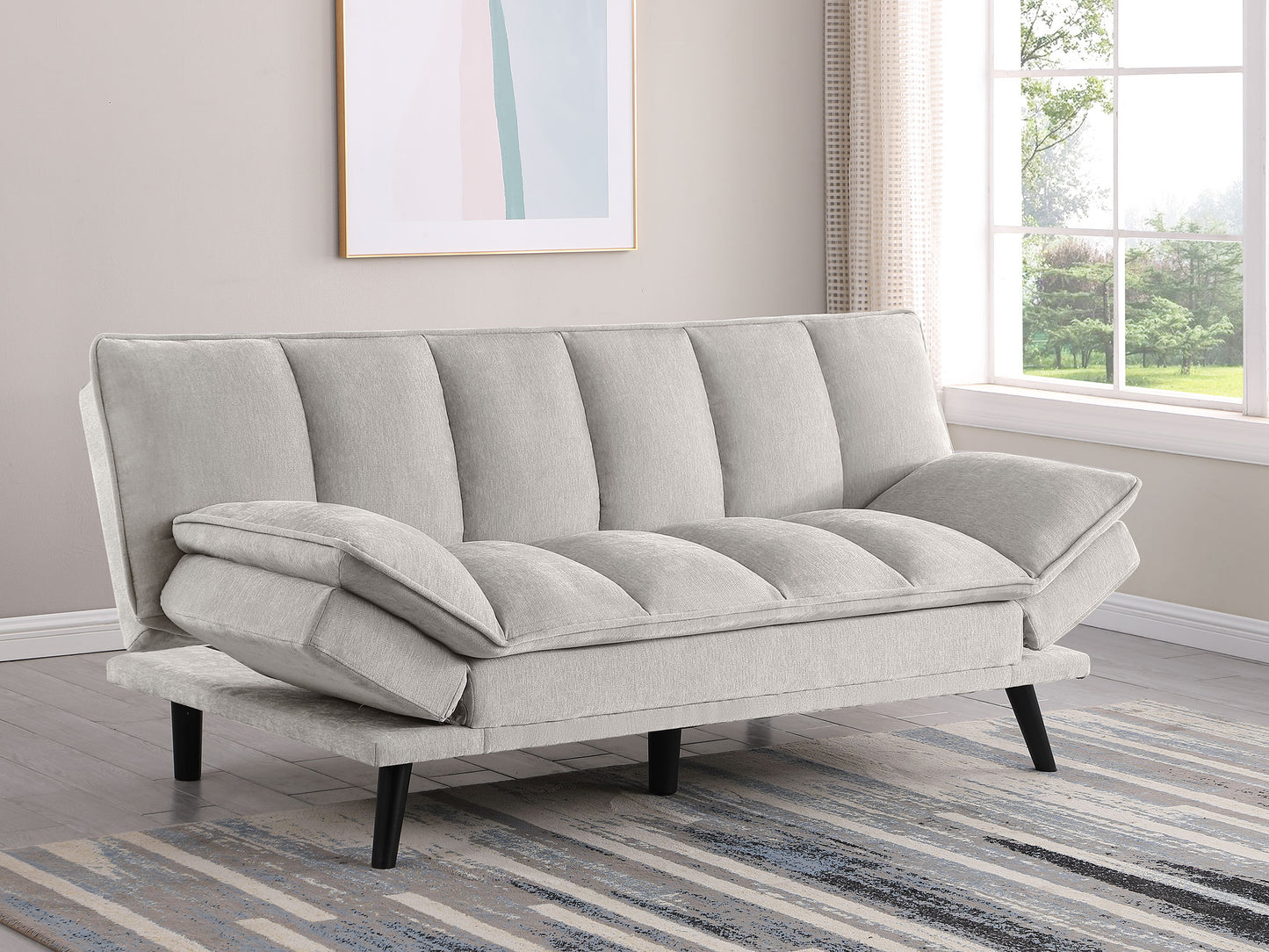 frederick upholstered tufted convertible sofa bed light grey