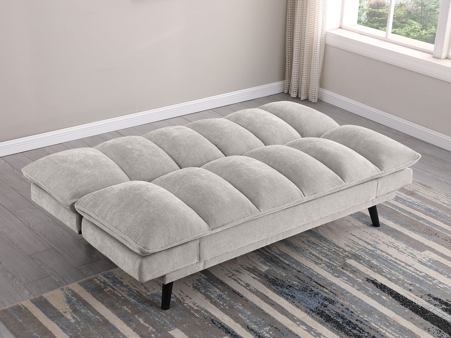 frederick upholstered tufted convertible sofa bed light grey