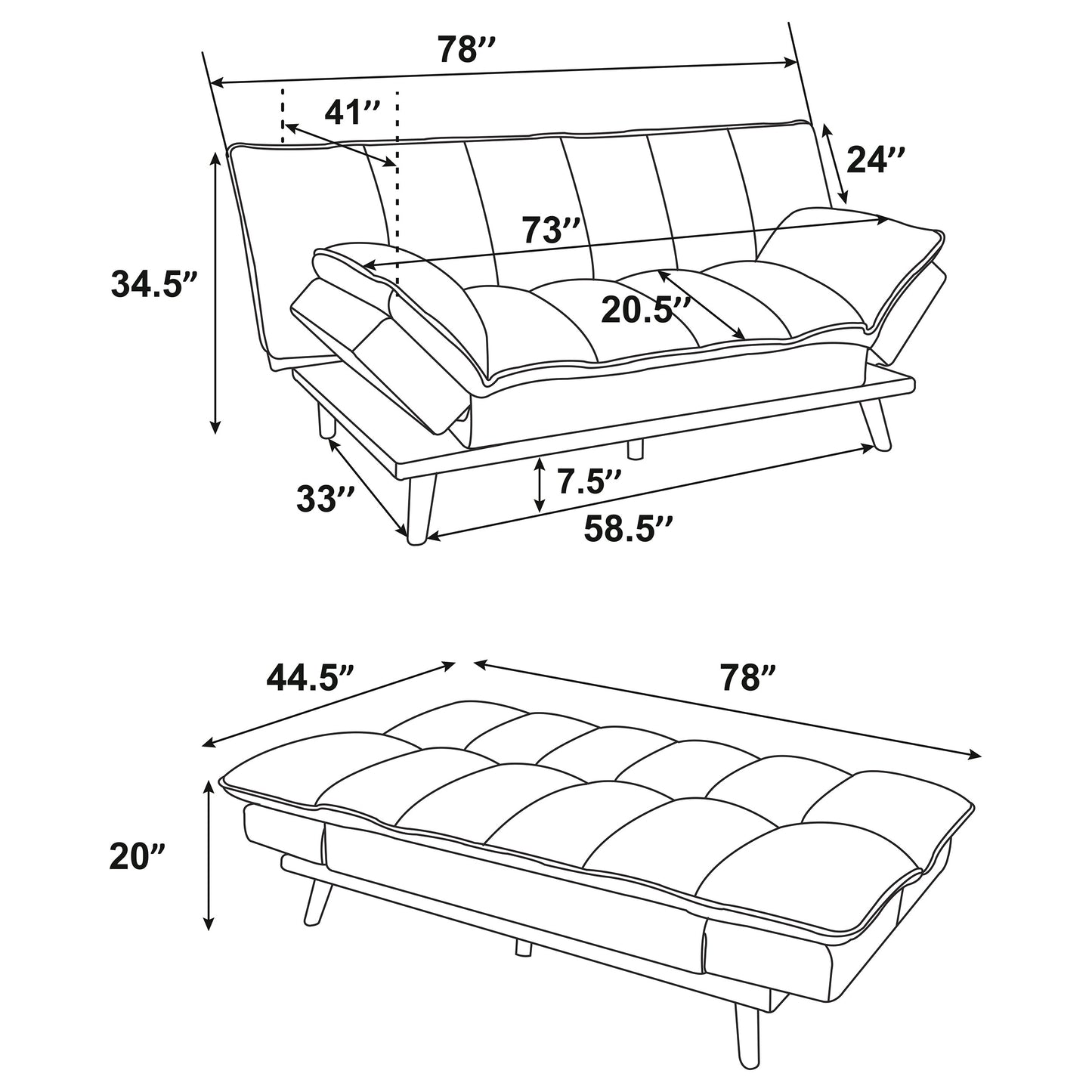 frederick upholstered tufted convertible sofa bed light grey