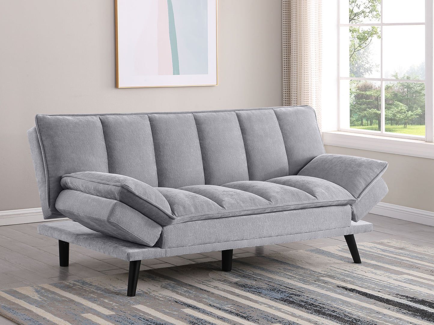 frederick upholstered tufted convertible sofa bed grey