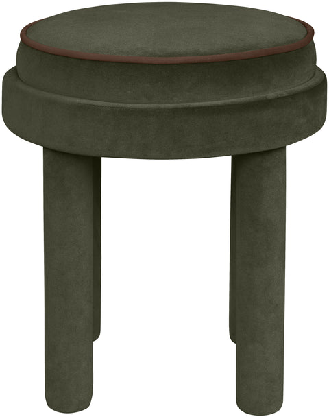 Reese Green Velvet Upholstered Ottoman / Stool, 1 Piece