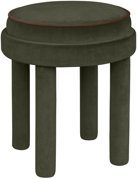 Reese Green Velvet Upholstered Ottoman / Stool, 1 Piece