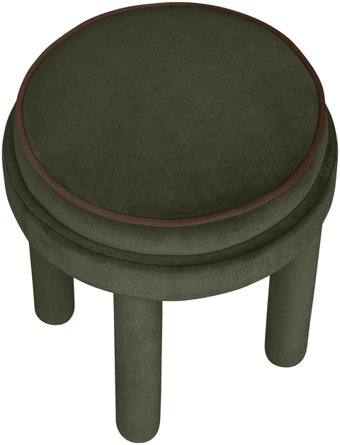 Reese Green Velvet Upholstered Ottoman / Stool, 1 Piece