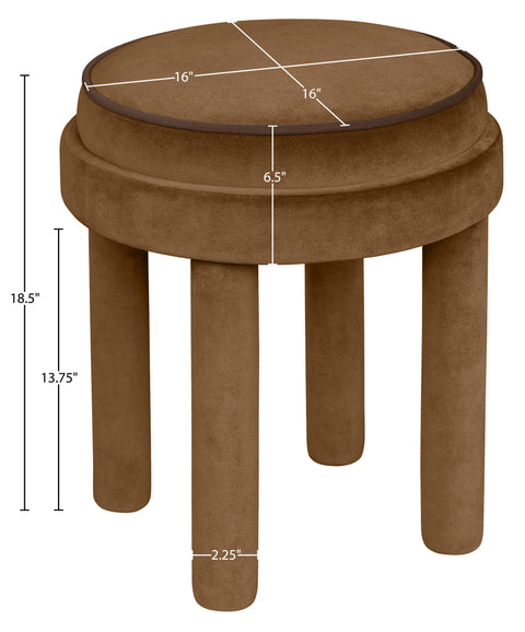 Reese Saddle Velvet Upholstered Ottoman / Stool, 1 Piece