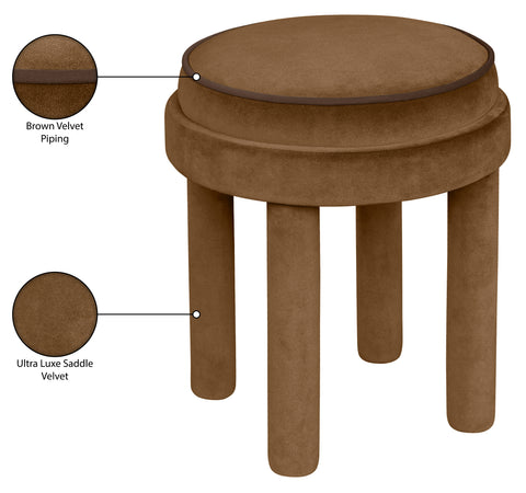 Reese Saddle Velvet Upholstered Ottoman / Stool, 1 Piece