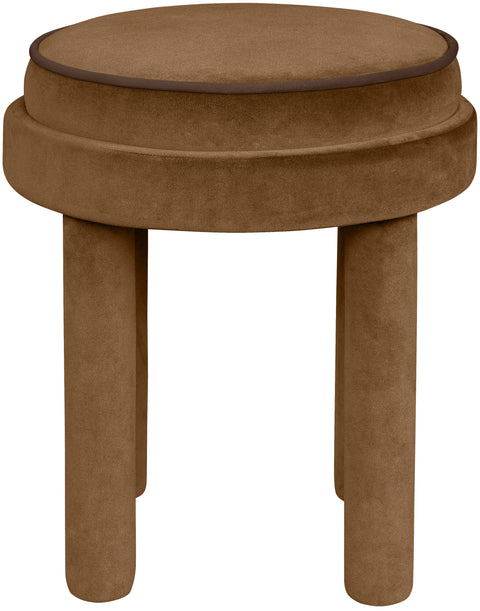 Reese Saddle Velvet Upholstered Ottoman / Stool, 1 Piece