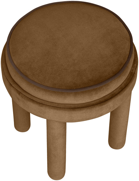 Reese Saddle Velvet Upholstered Ottoman / Stool, 1 Piece
