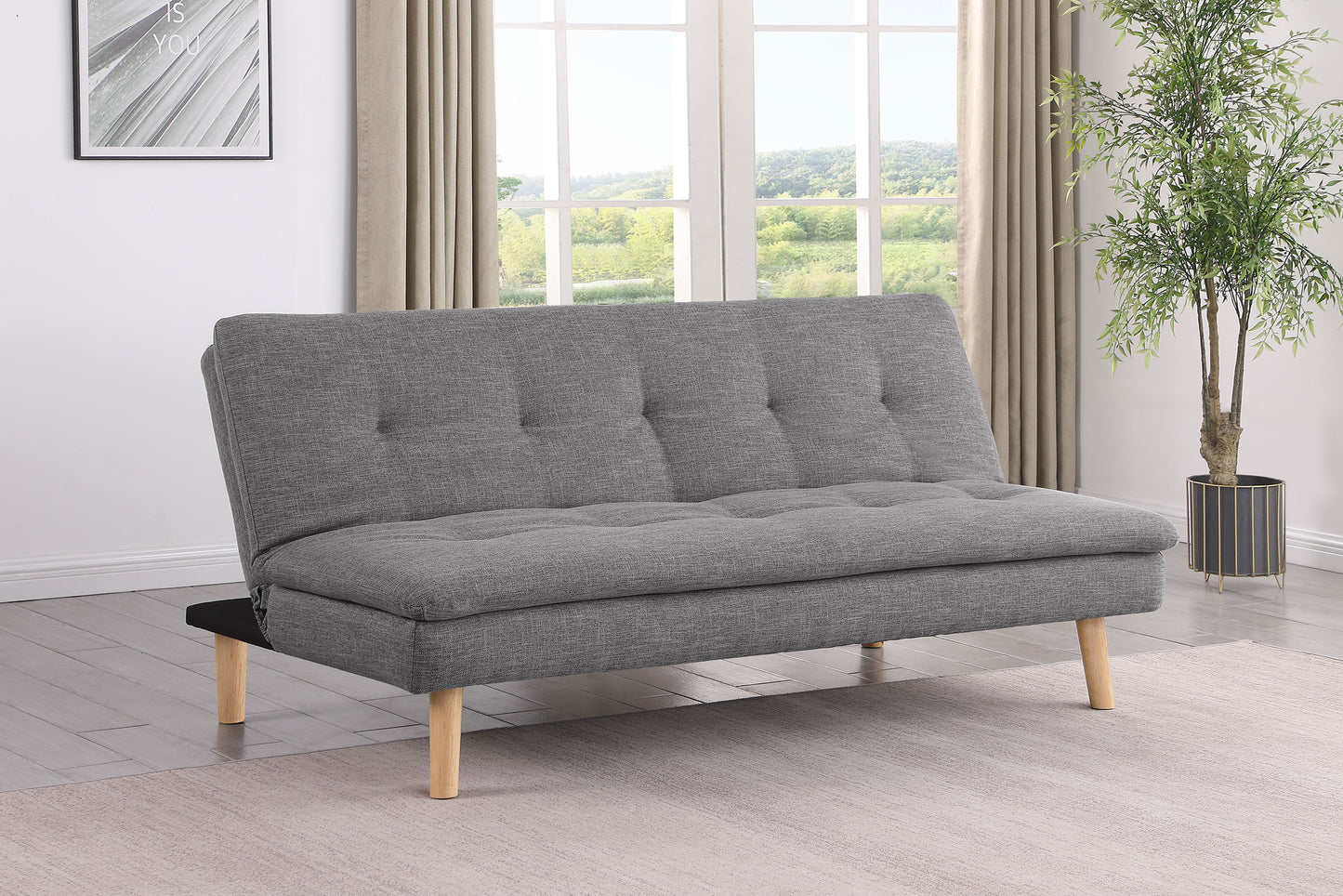 marceline upholstered tufted convertible sofa bed grey