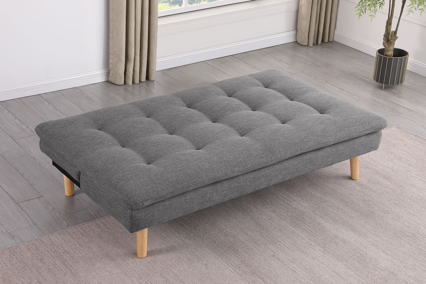 marceline upholstered tufted convertible sofa bed grey