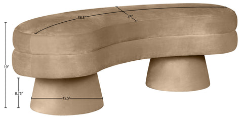 Celeste Beige Velvet Upholstered Bench, 1 Piece