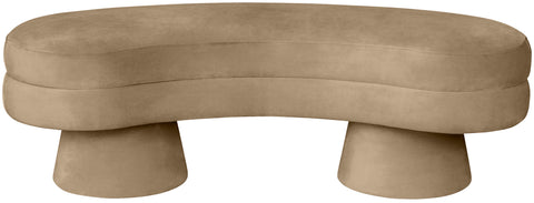 Celeste Beige Velvet Upholstered Bench, 1 Piece