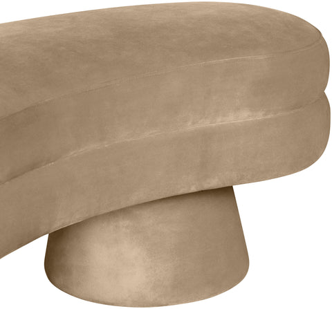 Celeste Beige Velvet Upholstered Bench, 1 Piece