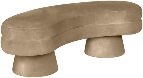 Celeste Beige Velvet Upholstered Bench, 1 Piece