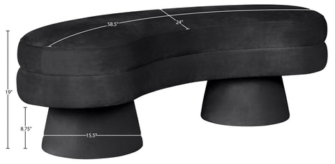 Celeste Black Velvet Upholstered Bench, 1 Piece