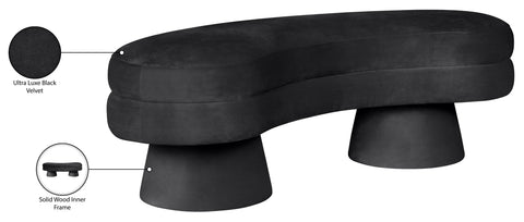 Celeste Black Velvet Upholstered Bench, 1 Piece