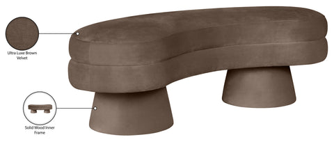 Celeste Brown Velvet Upholstered Bench, 1 Piece