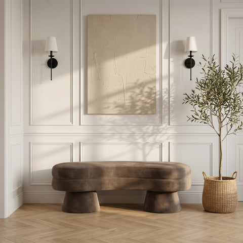 Celeste Brown Velvet Upholstered Bench, 1 Piece