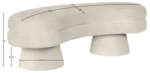 Celeste Cream Velvet Upholstered Bench, 1 Piece