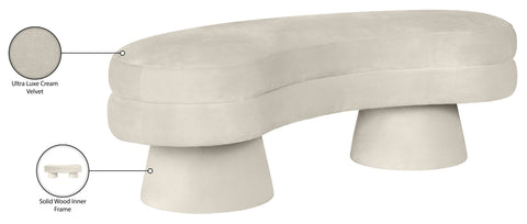 Celeste Cream Velvet Upholstered Bench, 1 Piece