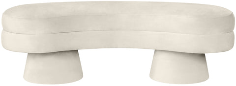 Celeste Cream Velvet Upholstered Bench, 1 Piece