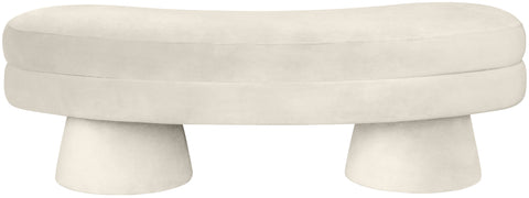 Celeste Cream Velvet Upholstered Bench, 1 Piece