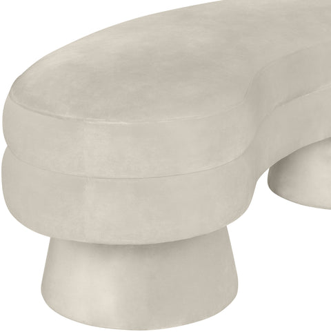 Celeste Cream Velvet Upholstered Bench, 1 Piece