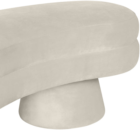 Celeste Cream Velvet Upholstered Bench, 1 Piece