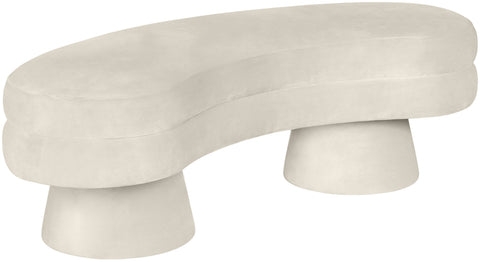 Celeste Cream Velvet Upholstered Bench, 1 Piece