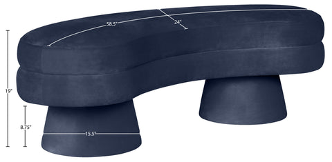 Celeste Navy Velvet Upholstered Bench, 1 Piece