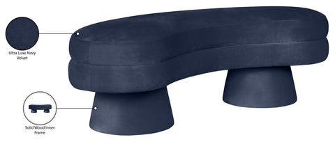 Celeste Navy Velvet Upholstered Bench, 1 Piece