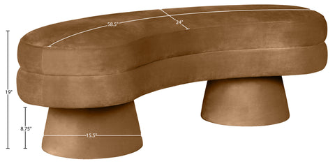 Celeste Saddle Velvet Upholstered Bench, 1 Piece