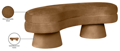 Celeste Saddle Velvet Upholstered Bench, 1 Piece