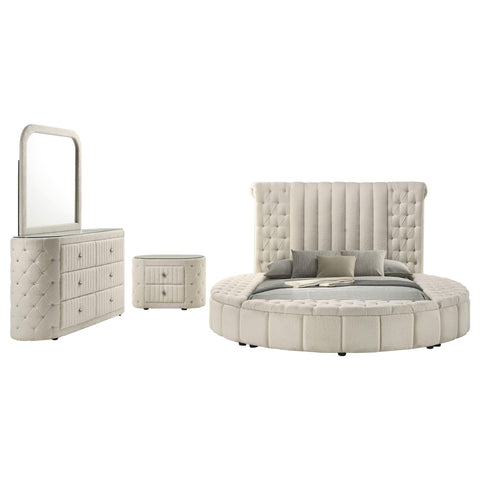 Kennett 4-piece Upholstered Eastern King Bedroom Set Ivory