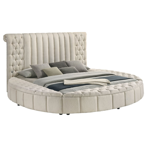 Ember Upholstered Eastern King Round Storage Bed IvoryIvory