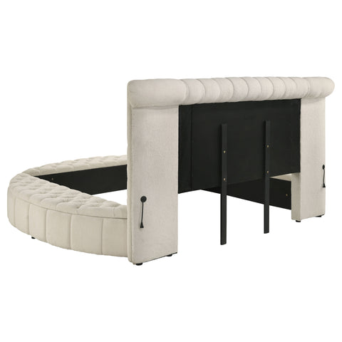 Ember Upholstered Eastern King Round Storage Bed IvoryIvory