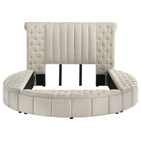 Ember Upholstered Queen Round Storage Bed IvoryIvory