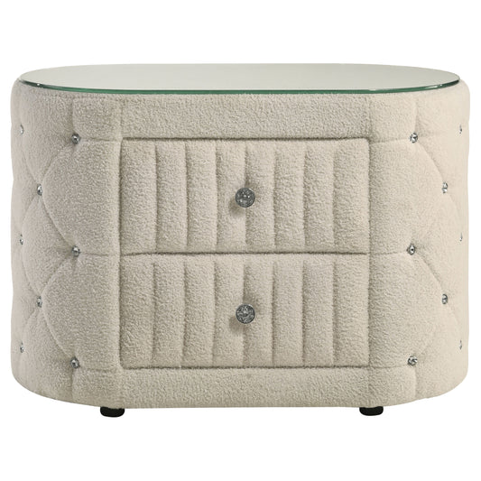 Wadeline 2-drawer Upholstered Nightstand Bedside Table Ivory