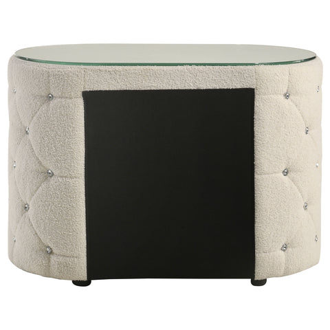 Wadeline 2-drawer Upholstered Nightstand Bedside Table Ivory