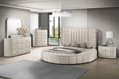 Kennett Upholstered Bedroom Dresser Mirror Ivory
