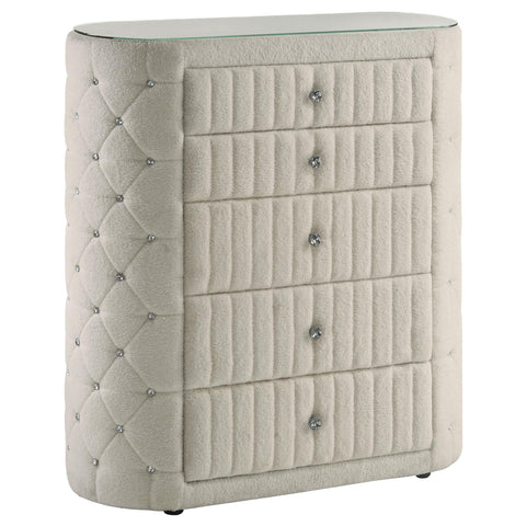 Kennett 5-drawer Upholstered Bedroom Chest of Drawers Ivory