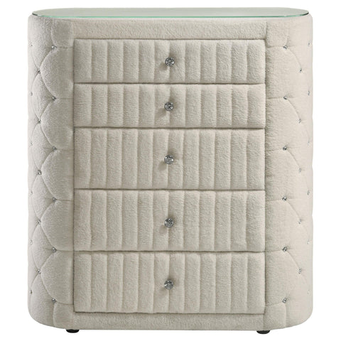 Kennett 5-drawer Upholstered Bedroom Chest of Drawers Ivory