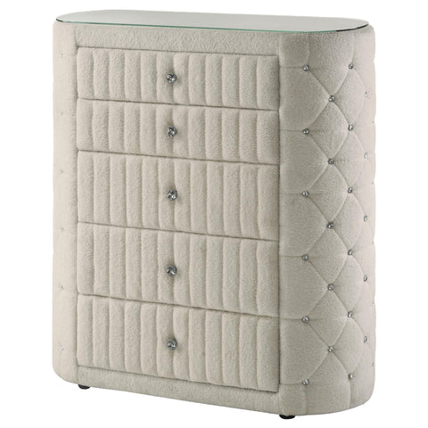 Kennett 5-drawer Upholstered Bedroom Chest of Drawers Ivory